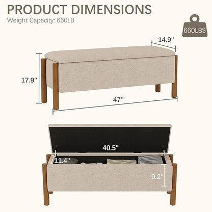 Modern Storage Benches with Walnut Wood Legs, 47&