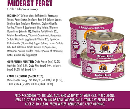 Weruva Classic Cat Food, Mideast Feast with Grilled Tilapia in Gravy, 3oz Can (Pack of 24)