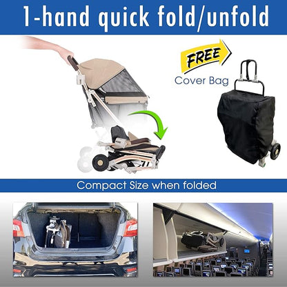 HPZ-PR America Pet Rover Lite Premium Light-Weight Dog/Cat/Pet Stroller Travel Carriage with Convertible Compartment/Aluminum Frame for Small &amp; Medium Pets (Taupe 2nd-Gen.)