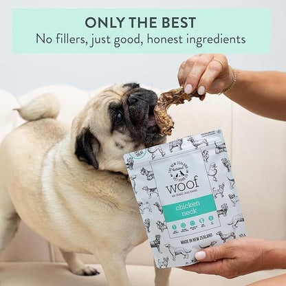 Air Dried WOOF Chicken Neck Treat - Mixer, or Topper - Air Dried, High Protein,Natural, Single Ingredient - 1.76oz