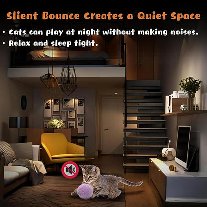 Low Noise Interactive Cat Ball Launcher Gun, 2 Noise-Reduced Launchers (New Upgraded), 100 Pcs Colorful Silent Plush Pom Pom Balls (1.2 inches), with 4 Pcs Cat Spring Toy