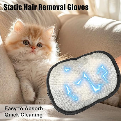 2pcs Pet Hair Removal Gloves, 2 Style Reusable Pet Hair Static Remover Mitt Glove for Cat Dog Sofa Furniture Carpet Curtain Bed Sheet Clothes Car Seat Cleaning Tool (Regular &amp; Five Finger Style)