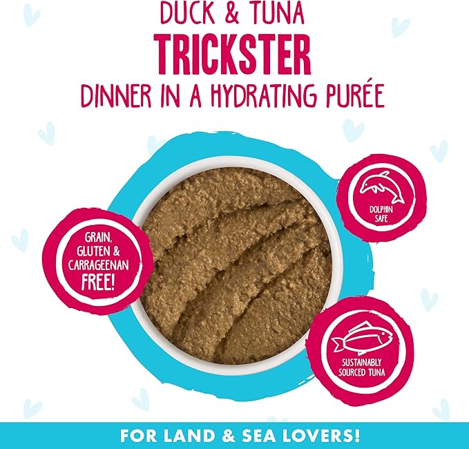 Weruva B.F.F. Play - Best Feline Friend Paté Lovers, Aw Yeah!, Duck &amp; Tuna Trickster with Duck &amp; Tuna, 2.8oz Can (Pack of 12)