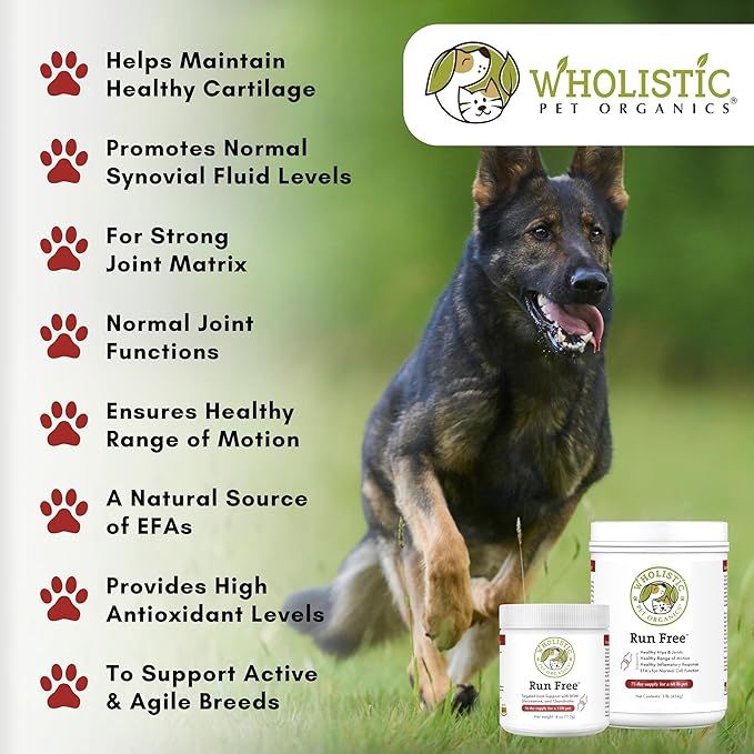 Wholistic Pet Organics Joint Supplement for Dogs - 1 Lb - Daily Dog Hip and Joint Supplement with Glucosamine Chondroitin &amp; MSM to Support Mobility - All Breeds &amp; Ages - Organic Glucosamine for Dogs