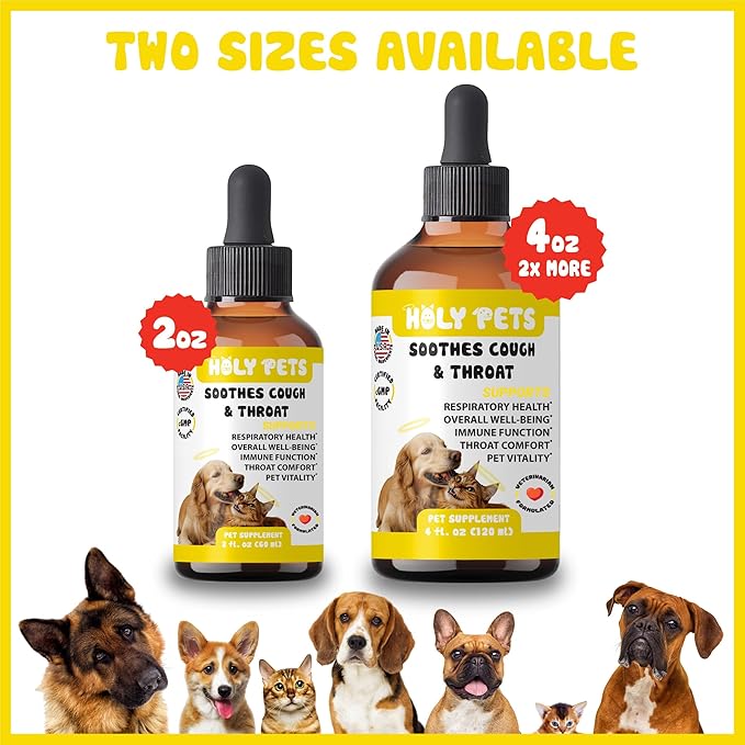 Cough Medicine for Dogs &amp; Cats, Respiratory Infection Support - Sneezing Relief &amp; Kennel Cough Treatment - Pet Asthma Support - Made with Natural Ingredients in The USA