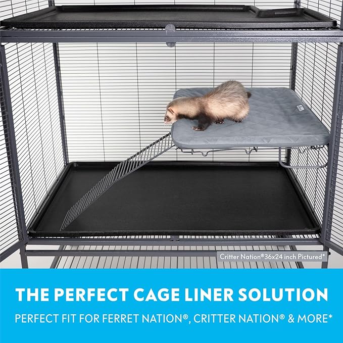Paw Inspired Fitted Fleece Liner for Ferret Nation, Critter Nation Cage for Ferrets, Rats, Chinchillas, Hedgehogs &amp; Other Small Animals (Gray, Shelf Liner)