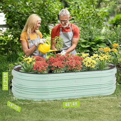 WORKPRO 4x2x1ft Galvanized Raised Garden Bed Set, Rust &amp; Corrosion Protection, Easy Assembly, Safe Edge, Ideal for Vegetables &amp; Flowers, Green