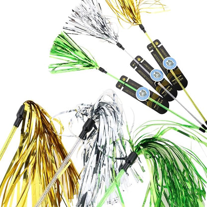 ADUCK Interactive Cat Teaser Wand Toy with Tassels - Durable Cat Chaser for Indoor Kitten Exercise, Boredom Relief &amp; Training Play, Pack of 3 (Gold, Silver, Green)