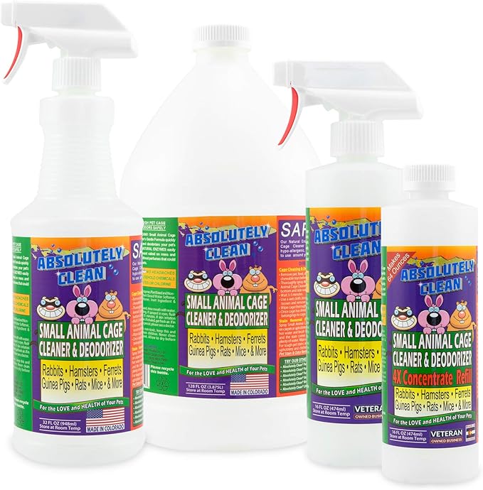 Amazing Small Animal Cage Cleaner, Just Spray/Wipe, Easily Removes Messes &amp; Odors - Hamster Cages, Mice, Rat Cage, Guinea Pig Cage, Rabbit Cage, Ferret Cage, Dog Cage - USA Made