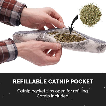 Furhaven 3-Pack Catnip Plush Cat Kicker Toy - Catnip Bags Included - Durable &amp; Washable - Space Print, Set of 3