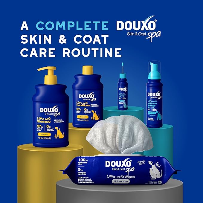 DOUXO® Skin &amp; Coat SPA - Ultra-Safe Dewaxing Ear Cleaner for Dogs and Cats, 4.1 fl oz, Safely Cleans and Dewaxes The Ear, Skin-Friendly Formula