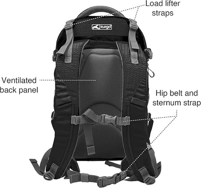 Kurgo G-Train - Dog Carrier Backpack for Small Pets - Cat &amp; Dog Backpack for Hiking, Camping or Travel - Chest Straps &amp; Hip Belt - Reflective - Two Water Bottle Sleeves - Waterproof Bottom (Black)