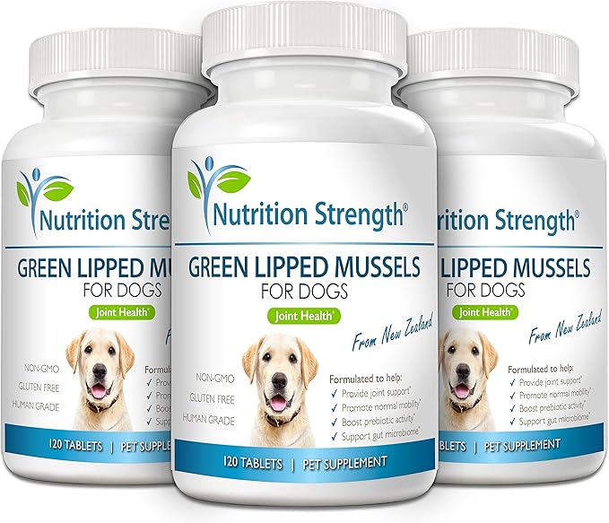Green Lipped Mussels for Dogs for Joint Support &amp; Inflammatory Relief, Promote Normal Mobility &amp; Flexibility, Boost Prebiotic Activity, Support Gut Microbiome, 120 Chewable Tablets