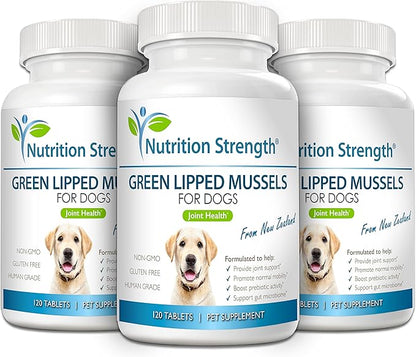 Green Lipped Mussels for Dogs for Joint Support &amp; Inflammatory Relief, Promote Normal Mobility &amp; Flexibility, Boost Prebiotic Activity, Support Gut Microbiome, 120 Chewable Tablets