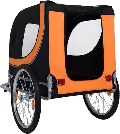 Blue-Grey Large Folding Bike Trailer for Dogs – Heavy-Duty Steel Frame, 66LB Capacity Pet Carrier for All-Terrain Cycling, Jogging &amp; Camping Adventures!
