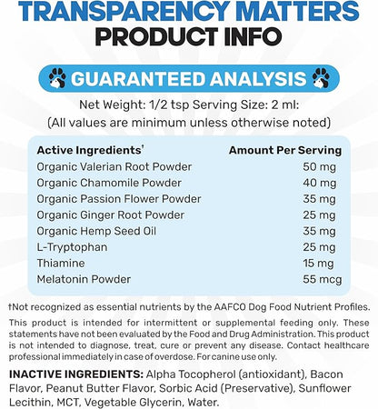 Dog Anxiety Relief - Faster Absorption Than Hemp Calming Chews for Dogs - Dog Calming Chews Alternative - Hemp Oil and Melatonin for Dogs - Liquid Dog Calming Treats for Thunder, Fireworks, Sleep Aid
