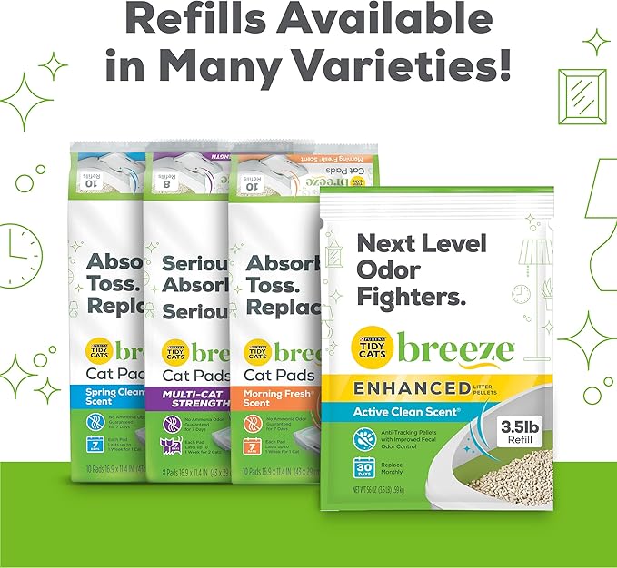 Purina Tidy Cats Non Clumping Litter System, Breeze XL All-in-One Odor Control &amp; Easy Clean Multi Cat Box - 18 lb. Box