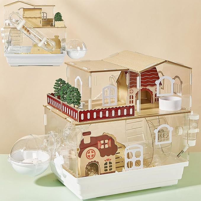 12 in 1 Clear Acrylic Hamster Cage with All Accessories,13.5&