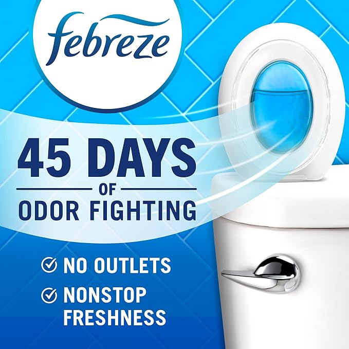 Febreze Bathroom Air Freshener, Odor-Fighting, Plug In Alternative, Air Fresheners for Home and Bathroom and Kitchen, Closet Air Fresheners, Linen &amp; Sky Scent, 4 Count