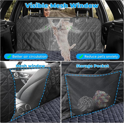 URPOWER Dogs Back Seat Extender with Non-Slip Blanket - Hard Bottom Dog Car Seat Cover &amp; Removable Dog Bed Mat, Waterproof Dogs Hammock for Car, SUV &amp; Small Truck, Pet Backseat Protector Holds 400lbs