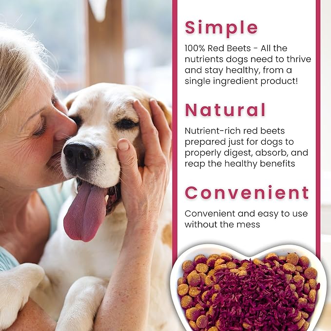 Olewo Original Red Beets for Dogs – Natural Anti Itch for Dogs, Dog Food Topper, Immune, Cleansing, Skin &amp; Coat Support, Dehydrated Whole Food Dog Multivitamin, Fiber for Dogs, 1 lb