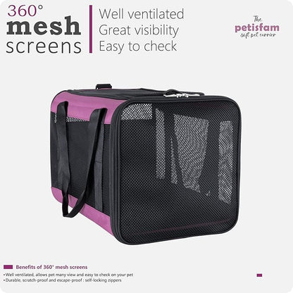 petisfam Soft Pet Carrier for Large and Medium Cats, 2 Kitties, Small Dogs. Easy to Get Cat in, Great for Cats That Don&
