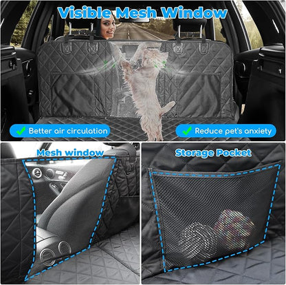 URPOWER Back Seat Extender for Dogs - Hard Bottom Dog Car Seat Cover Holds 420 lbs, Waterproof Dog Hammock Dogs Bed for Cars, SUVs &amp; Small Trucks, Pet Backseat Protector with Mesh Window &amp; Large Space