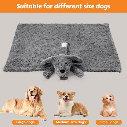Heartbeat Toy Heartbeat Blanket for Dog Anxiety Relief, Heartbeat Stuffed Animal for Puppy Calming Aid Behavioral Aid, Dog Comfort Toy for Sleep Aid Cuddle, Grey