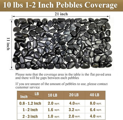 5 lbs Natural Polished Black River Rocks, 1-2 inch Decorative Pebbles for Indoor Plants. Black Stones for Planters, Vase, Garden Landscape Rocks and Outdoor Decorative Stones