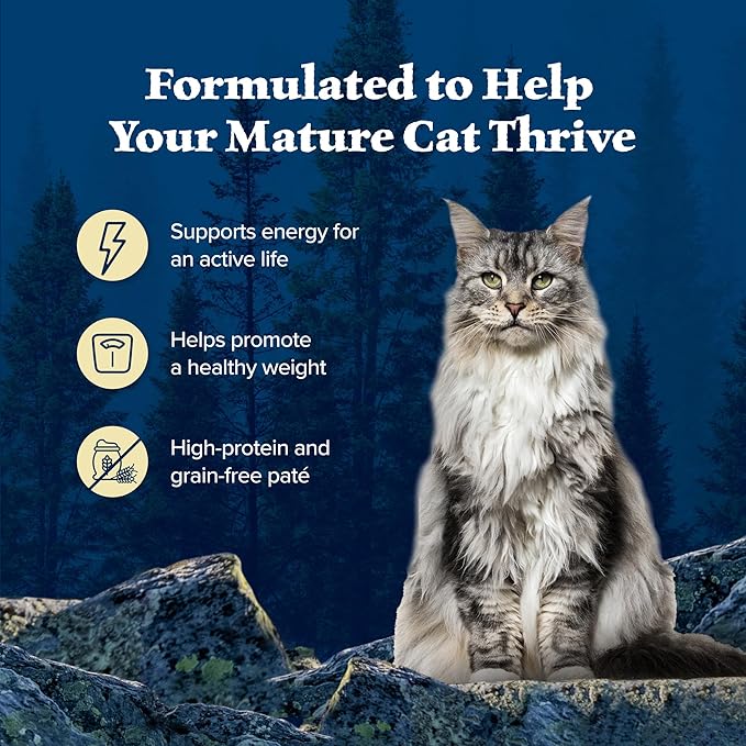 Blue Buffalo Wilderness High-Protein &amp; Grain-Free Wet Cat Food Paté for Adult Cats 7+, Made with Natural Ingredients, Chicken Recipe, 3-oz. Cans (24 Count)