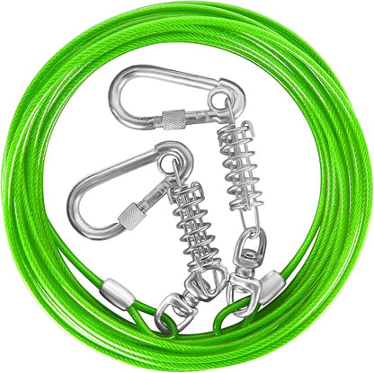 Dog Tie Out Cable - 10/15/20/25/30FT Heavy Duty for Large Dogs Up to 250LBS - Rosy Pink/Blue/Purple/Silver/Red/Green/Yellow