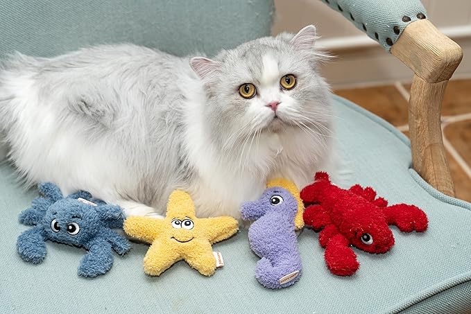 Interactive Catnip Cat Plush Toy, Ocean Theme, 5&