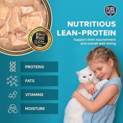 Salmon Flakes in Tuna Consommé, Canned Wet Cat Food Soup, 100% Mercury-Tested, Moist Can Fish, Grain-Free Protein, Non-GMO, 3oz, Pack of 12