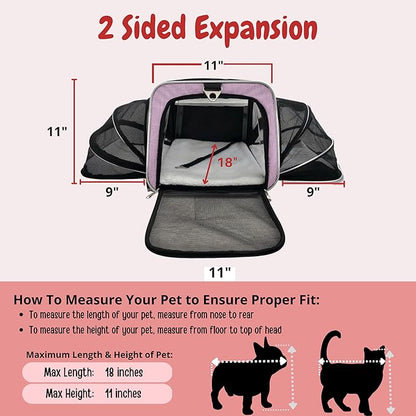 Airline Approved Expandable Premium Pet Carrier on Wheels- Two Sided Rolling Carrier- Designed for Dogs &amp; Cats- Extra Spacious Soft Lined Carrier! - Pink (RL-PET-CARRIER-WHEELS)