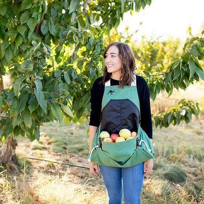 Roo Gardening Apron with Pockets &amp; Harvesting, Picking Pouch - Adjustable, Water-resistant, Washable Canvas Cotton