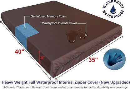Dogbed4less Luxury Extra Large Orthopedic Memory Foam Dog Bed for Large Dogs with Durable Waterproof Internal Case, Removable Washable Denim Cover and Extra Bonus Pet Bed Cover, XL 40X35X4, Blue