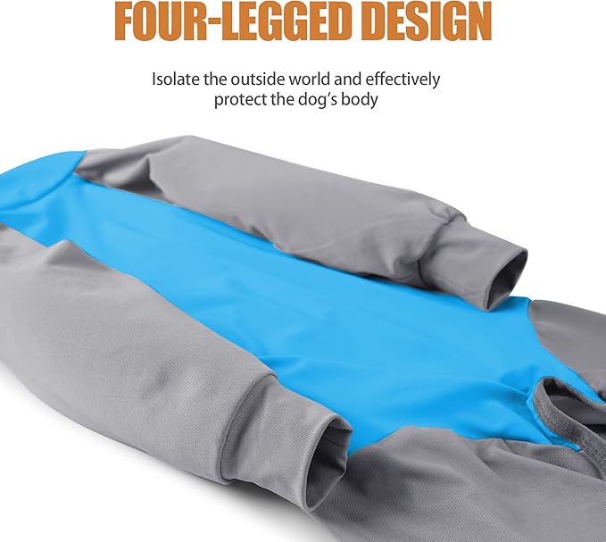 Dog Recovery Suit, Abdominal Wound After Surgery Wear, Prevent Licking Wounds, E-Collar &amp; Cone Alternatives, Long Sleeve Postoperative Shirts Dog Pajamas Prevent Shedding(3XL, Blue)