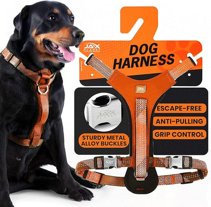No-Pull Dog Harness with Handle - Escape Proof, Anti-Pulling, Grip Control, Multi-Angle Reflective for Safe Walks &amp; Training, Easy On &amp; Off, Metal Buckle–Pet Harness, Medium/Large Dogs- H3- Orange