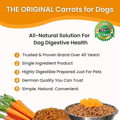 Olewo Original Carrots for Dogs – Fiber for Perfect Poop, Dog Food Toppers for Picky Eaters, Natural Skin &amp; Coat Support, Multivitamin, Probiotics for Digestive and Gut Health, 5.5 lbs
