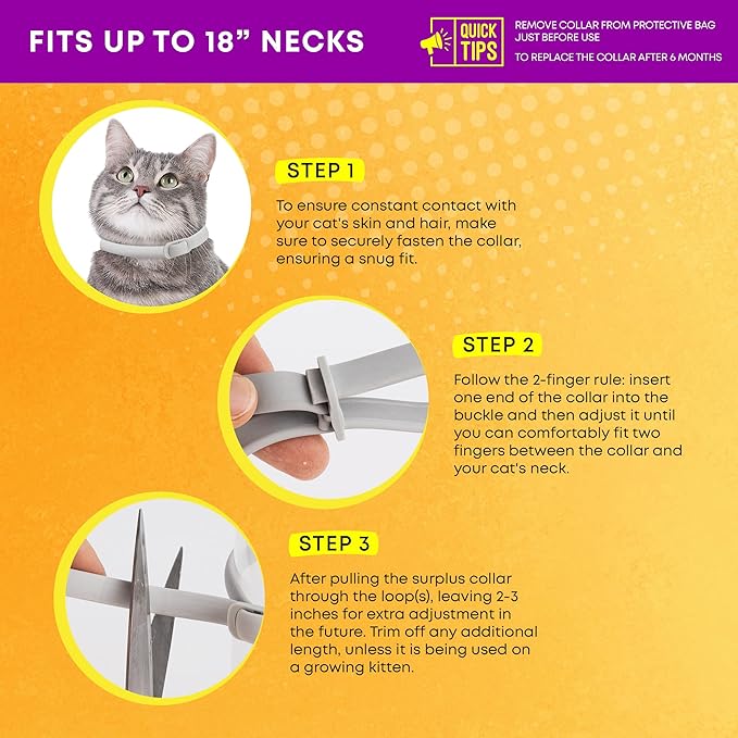 Flea and Tick Prevention Collars for Cats: Effective Pet Flea &amp; Tick Treatment for Cats - Waterproof Adjustable Flea Tick Collars for Large &amp; Small Cat, Outdoor Fleas Ticks Control for Kittens 4 Pack