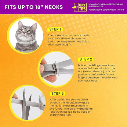 Flea and Tick Prevention Collars for Cats: Effective Pet Flea &amp; Tick Treatment for Cats - Waterproof Adjustable Flea Tick Collars for Large &amp; Small Cat, Outdoor Fleas Ticks Control for Kittens 4 Pack