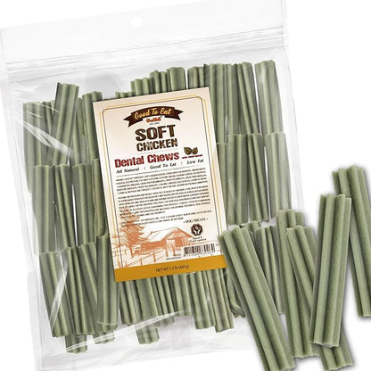 Gootoe Soft Chicken Dental Chews with Chlorophyll 1.5 lb, All Natural, Grain-Free, High-Protein, Healthy &amp; Easily Digestible, Soft Texture, Resealable