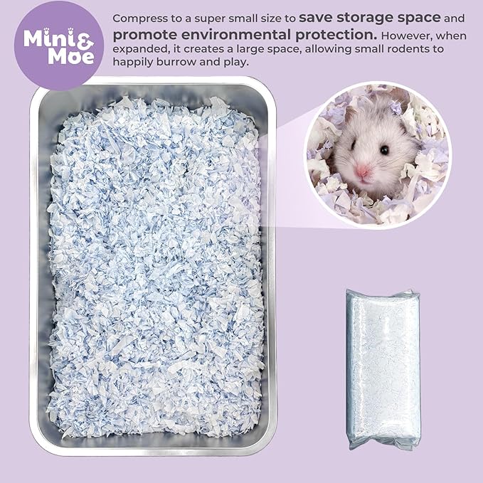 mini&amp;moe Guinea Pig Bedding 25 Liters: Dust-Free and Odor Control Moisture Absorbent Natural Paper Small Pet Bedding - for Guinea Pigs, Hamsters, Rabbits, and Small Animal