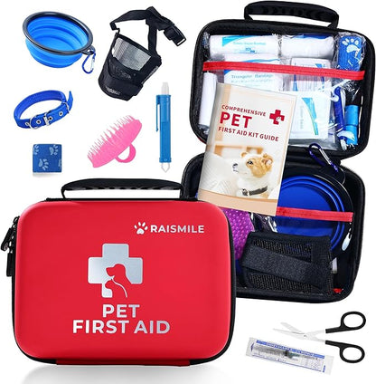 Dog First Aid Kit, Pet First Aid Supplies for Treat Dogs &amp; Cats in an Emergency, Ideal for Use at Home, Outdoors, Traveling