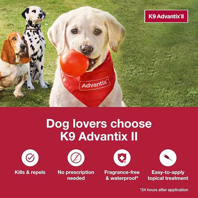 K9 Advantix II Large Dog Vet-Recommended Flea, Tick &amp; Mosquito Treatment &amp; Prevention | Dogs 21 - 55 lbs. | 4-Mo Supply