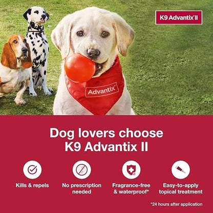 K9 Advantix II Large Dog Vet-Recommended Flea, Tick &amp; Mosquito Treatment &amp; Prevention | Dogs 21 - 55 lbs. | 4-Mo Supply