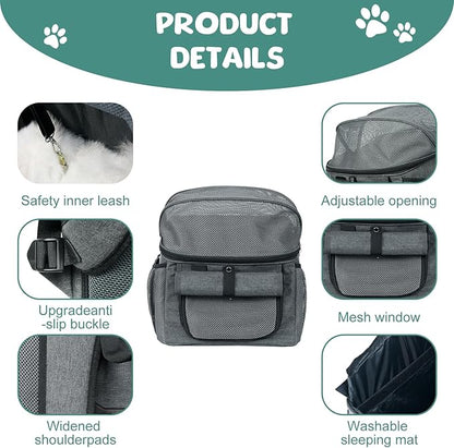 Qivine Dog Bike Basket, Oxford Cloth Dog Basket for Bike with Adjustable Mesh Windows, 11 Lbs Portable Dog Carrier for Bike with Widen Shoulderpad, Bicycle Basket Bag for Dogs and Cats