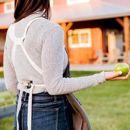 Roo Gardening Apron with Pockets &amp; Harvesting, Picking Pouch - Adjustable, Water-resistant, Washable Canvas Cotton