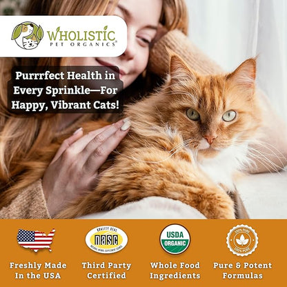 Wholistic Pet Organics Feline Complete Organic Pumpkin - 8 Oz - Multivitamin &amp; Probiotic Powder for Cats - Natural Cat Food &amp; Digestive Support