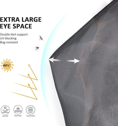 Horse Fly Mask Large Space Breathable UV Protection Equine Mask with Reflective Features on Ears Mars Black M